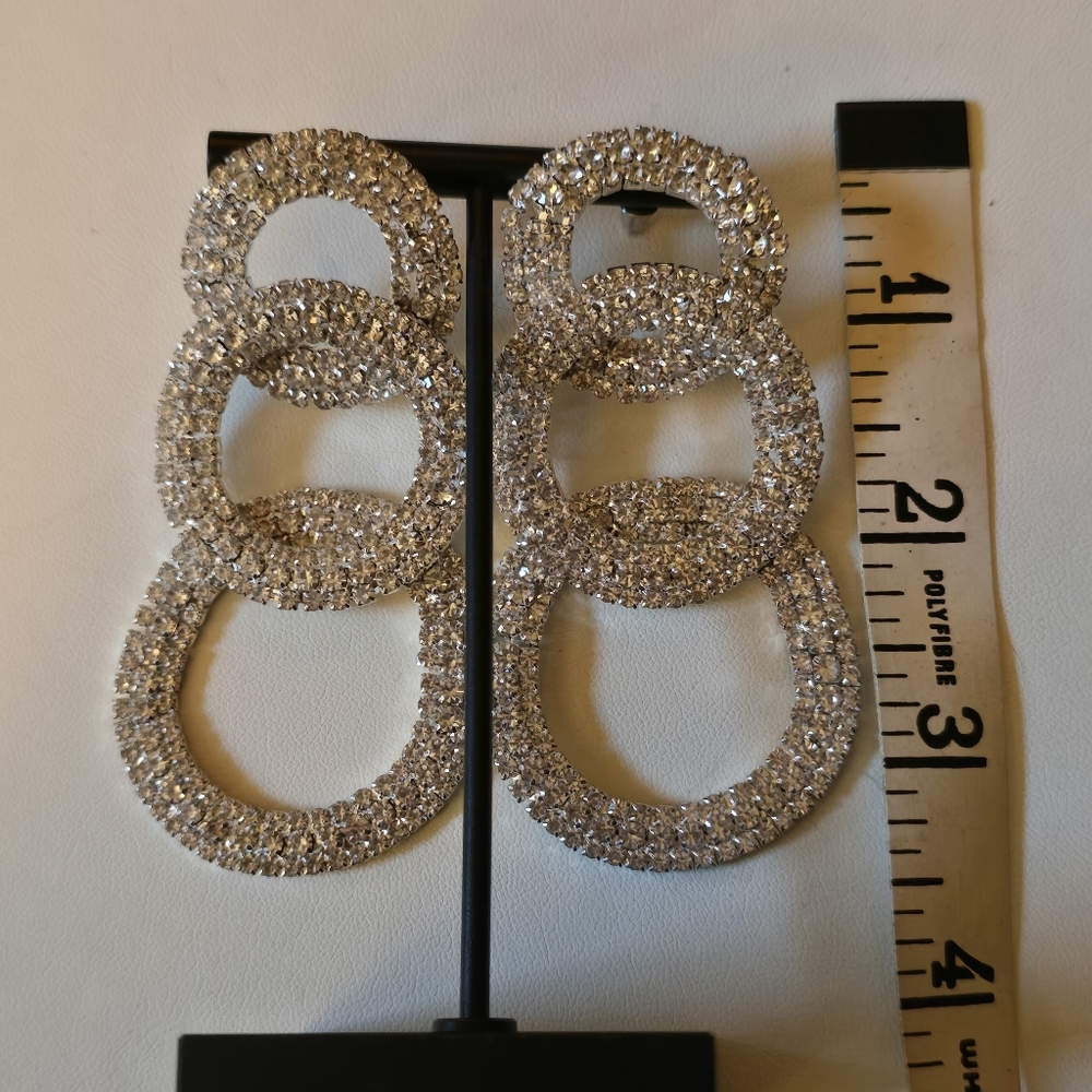 Dazzling Triple Circle Statement E. Earrings - - image 3